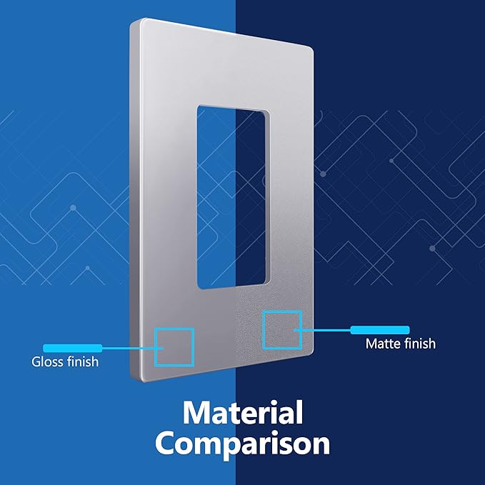 LIDER Matte Finish Decorator Switch Cover, Screwless Wall Plate, Mid-Size 1-Gang 4.88" x 3.11", Unbreakable Polycarbonate Thermoplastic, UL Listed, LSWP-31M-SV, Silver