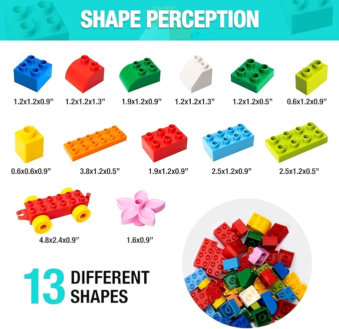 Large Building Blocks for Kids Toddlers, 161PCS Big Building Bricks with 10"x10" Large Baseplates - Compatible with Major Brands Blocks, Birthday Gfits for Toddler Kid, 9 Color/13 Shape