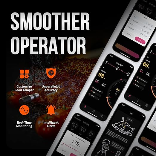 Meat Thermometer Digital Wireless, 800FT Long Range Bluetooth Cooking Thermometer, Food Thermometer for Remote Monitoring of Grill, Oven, Smoker, Air Fryer, Rotisserie, iOS & Android App