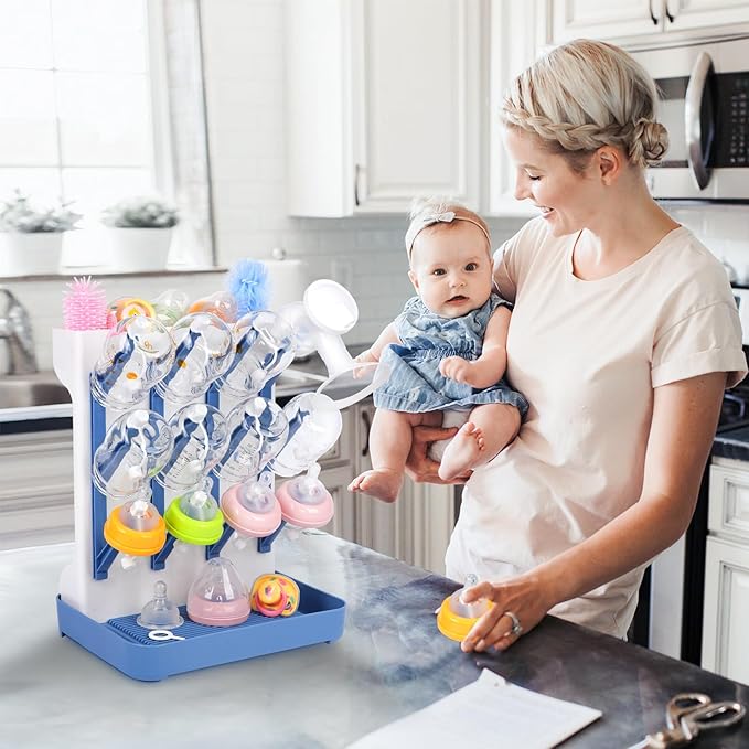 Ultimate Baby Bottle Drying Station -Space Saving Standing Drying Rack for Baby Bottles Multi-Level Vertical Holder for Maximum Airflow & Storage