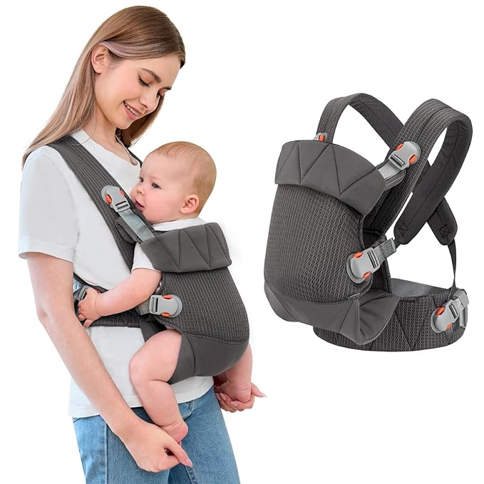 IULONEE Baby Carrier, Ergonomic Baby Carrier Newborn to Toddler Baby Wraps Carrier Infant Front & Back Backpack Carry Toddlers Carrier Sling for Newborn Dark Grey