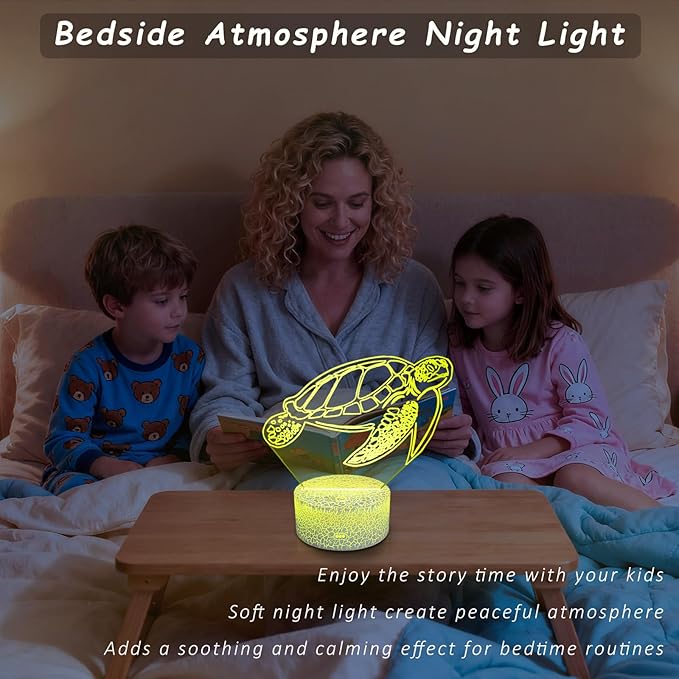 Ocean Sea Turtle Night Light, 3D Illusion Turtle Night Lamp for Kids Room, Multi Color Changing with Timing Remote, Sea Turtle Bedroom Decor for Boy Girl, Gifts for Teen Kid