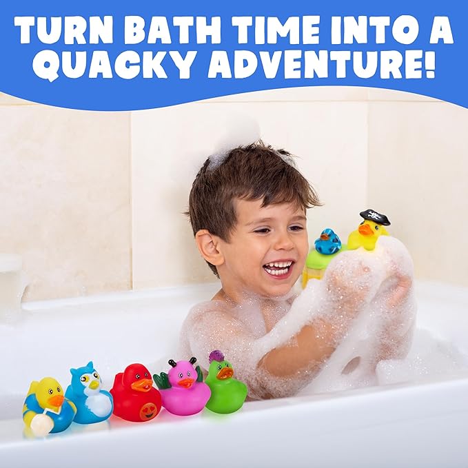 Playbees Assortment Rubber Duck Toy Duckies for Kids - 25 Pack - Sensory Play, Stress Relief, Stocking Stuffers, Bath Birthday Gifts Baby Showers Classroom Incentives, Summer Beach and Pool Activity