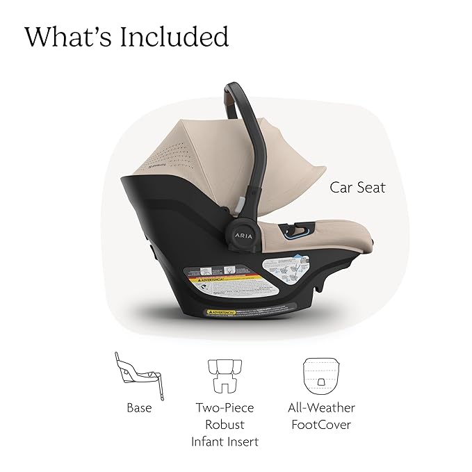 UPPAbaby Aria V2 Lightweight Infant Car Seat - Just Under 6 lbs - Base with Load Leg + Infant Insert + All-Weather FootCover Included - Direct Stroller Attachment - Declan (Oat Mélange)