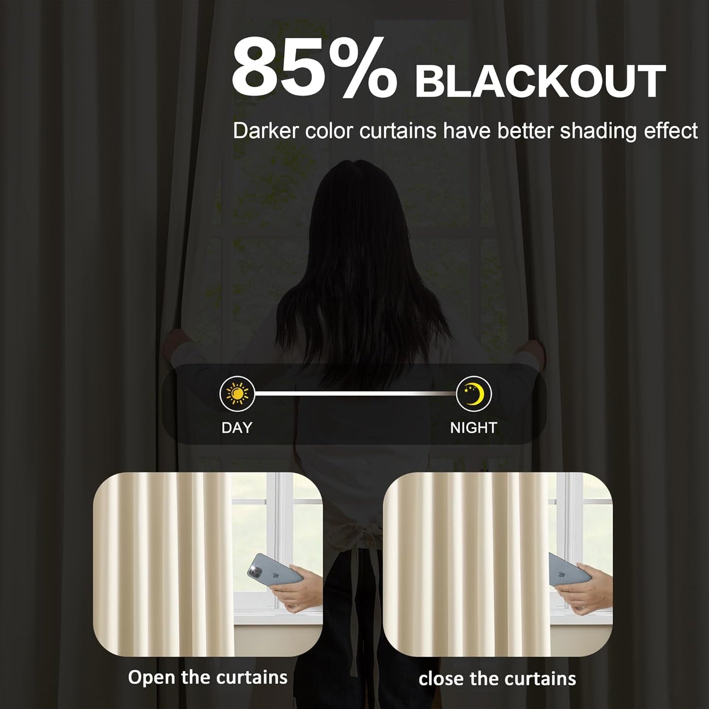 KEQIAOSUOCAI Extra Wide Curtains 80 x 102, Patio Sliding Door Pinch Pleated Blackout Curtains 102 Inches Long 2 Panels Set,Vertical Accordion Style Pleated Oversized Curtains with Hooks, Cream