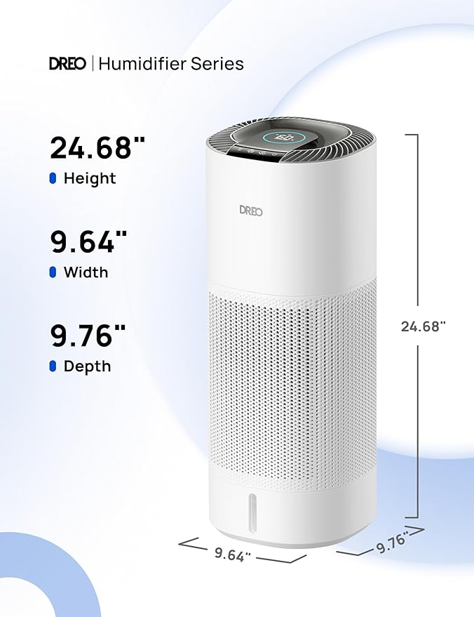 DREO Smart Evaporative Humidifier Large Room up to 1000ft², 800ml/h High Output Air Humidifiers for Bedroom, 10L, 50H Long Runtime with Precise Humidification for Plants, Home, Office, White, HHM774S