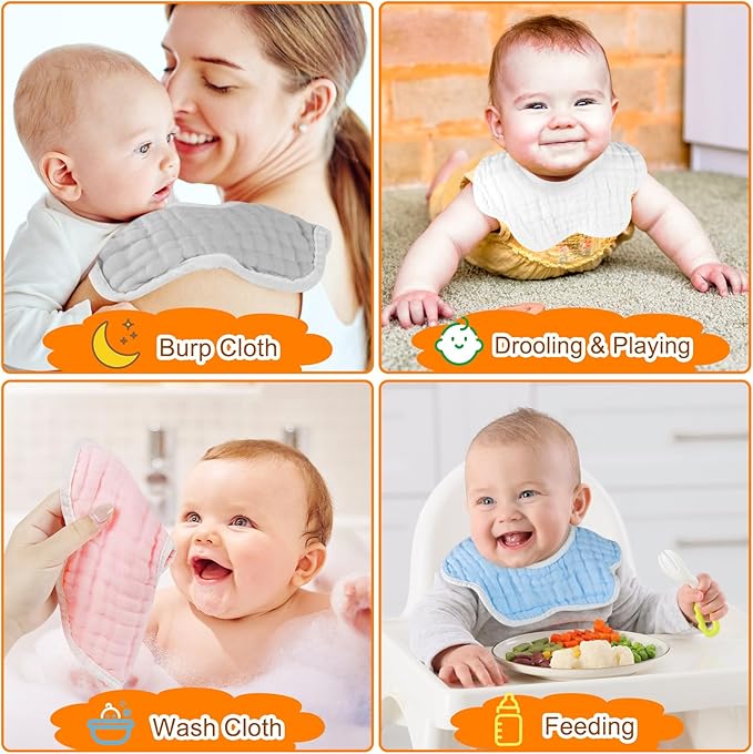Accmor Muslin Baby Drool Bibs 6 Pack Baby Bandana Drool Bibs Soft Cotton Baby Bandana Bibs for Teething Drooling