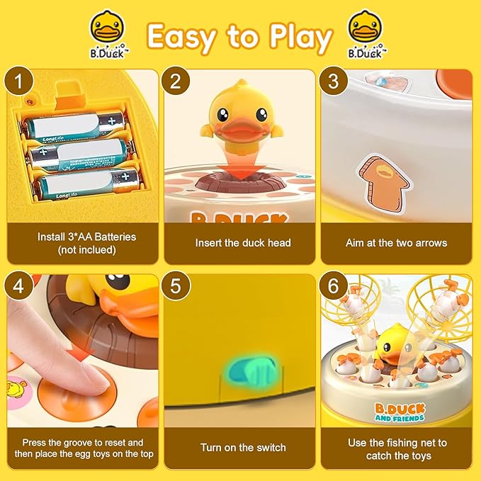 BDUCK+ Baby Board Games for Kids, Toddler Toys Bounce and Catch Duck Games for Kids 4-8, 1-2 Players Interactive Toy for Boys Girls, Christmas Halloween Party Birthday Gifts for Age 3 & Up