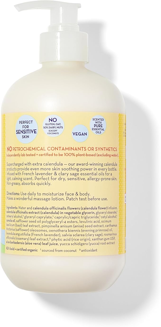 California Baby Calendula Lotion | 100% Plant-Based Moisturizer | Lavender Baby Lotion | Face Moisturizer For Dry Skin | Hypoallergenic | 19 oz.