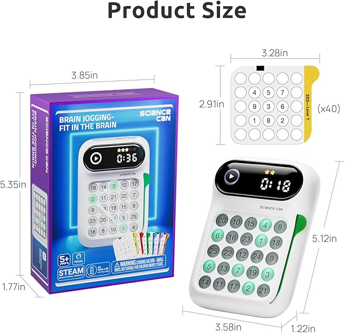 Science Can Speed Number Games, 3 in 1 Handheld Games for Kids, STEM Toys with 100 Challenges for Ages 5+, Autism Sensory Toys, Birthday Gifts for Boys & Girls 5 6 7 8 Years Old