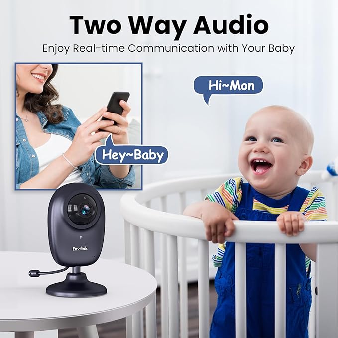 Smart Baby Monitor, 2.8in LCD, Night Vision, VOX, 2-Way Talk, 5 Lullabies 1500ft WiFi VideoBaby Monitor