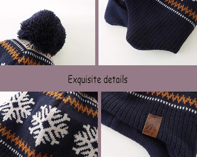LMLALML Boys Winter Hat Earflap Knitted Beanie for Kids Warm Fleece Lined Thicken Hat for Baby