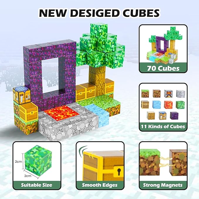 Kid Odyssey Magnetic Blocks - Mine Magnet Portal World Set, Building Toys for Boys & Girls, Montessori Toys Gifts for 3+ Kids