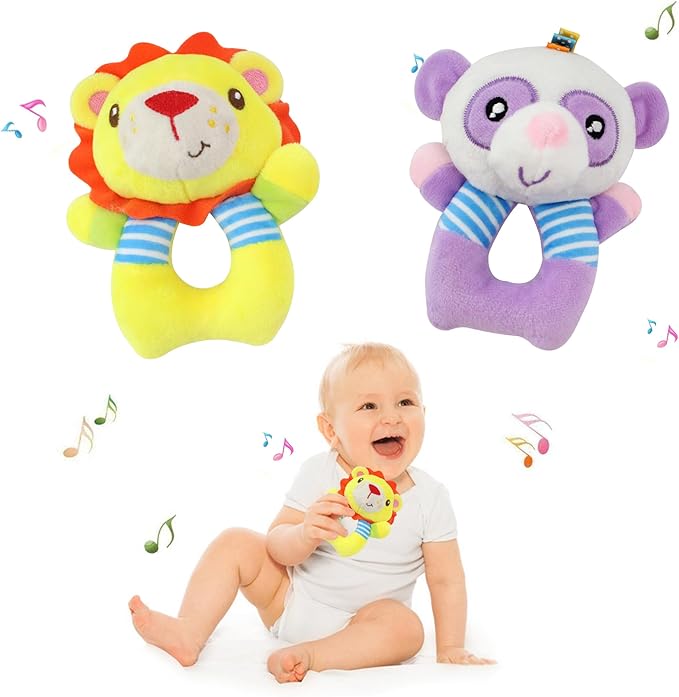 BLOOBLOOMAX Sock rattles for Babies 0-24 Months Baby Animal Foot Finder Educational Toys