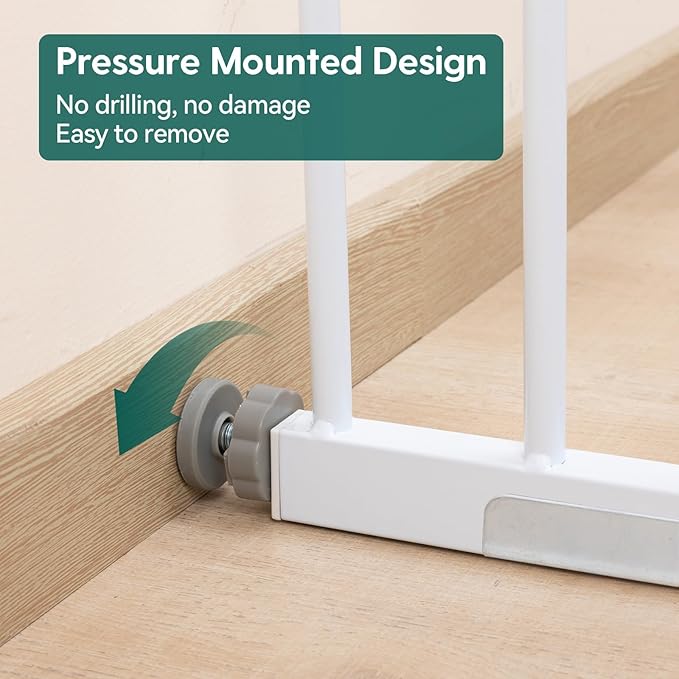 Babelio Baby Gate for Doorways and Stairs, 26''-40'' Auto Close Dog/Puppy Gate, Easy Install, Pressure Mounted, No Drilling, fits for Narrow and Wide Doorways, Safety Gate w/Door for Child and Pets