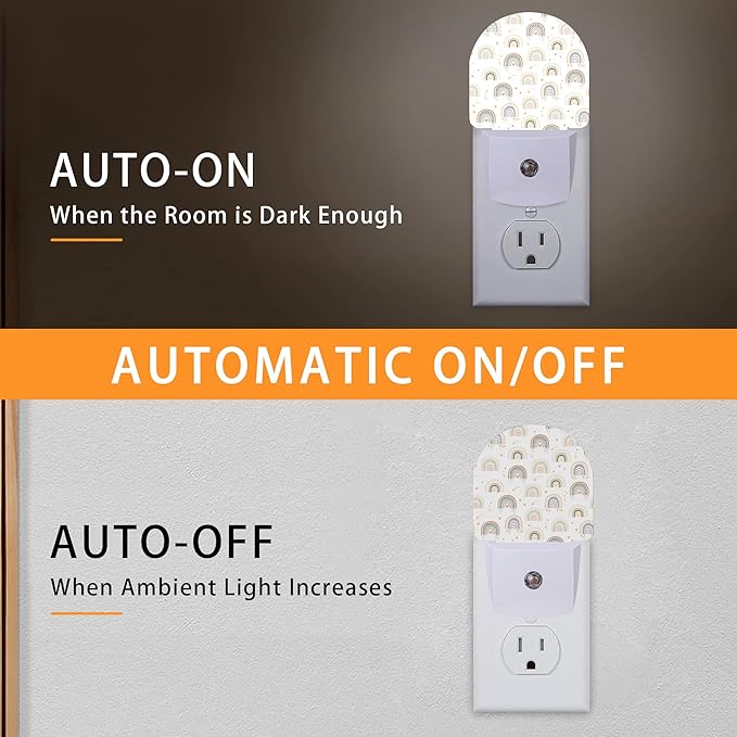 Groovy Rainbow Night Light,Night Lights Plug into Wall with Dusk to Dawn Sensor,Lamp for Bedroom Bathroom Hallway Nightlight for Women Girls