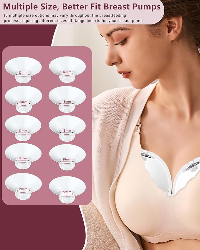 Flange Insert 2PCS 19mm Compatible with Momcozy M9/M6/M5/S12 Pro/V1 Pro/V2 pro, Spectra/Medela/Elvie/NCVI/TSRETE/eufy/Lansinoh/Paruu/MomMed Breast Pump 24mm Shields/Flanges (2pcs-19mm)