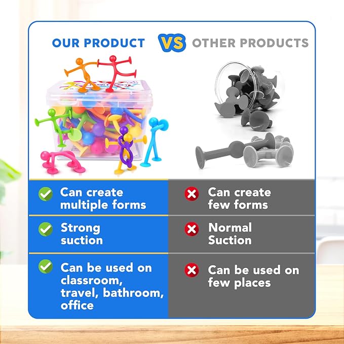 OleOletOy Suction Fidget Toys for Kids: 21 Pack Suction Cup People Toys - Fidget Toys Bulk Treasure Box Toys for Kids Autism School Classroom Calming - Prizes for Stocking Stuffers Party Favors Gifts