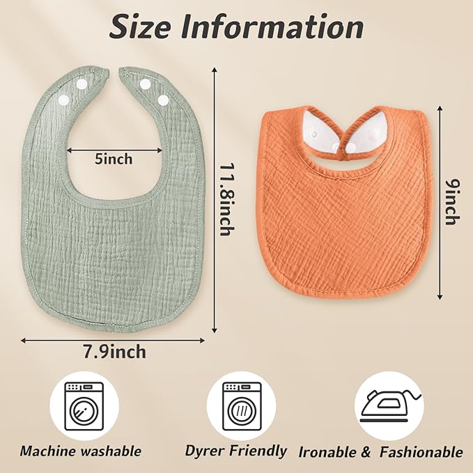 Muslin Baby Bibs Cotton Baby Drool Bandana Bibs for Baby Girls Boys Infant Newborn Toddler Drooling and Teething