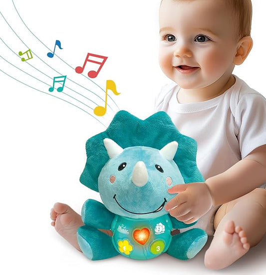 iPlay, iLearn Baby Dinosaur Musical Toys, Newborn Boys Gift, Soft Dinos Plush Stuffed Animal, Infant Light Music Time, 1st Birthday Stocking Gift Stuffer for 0 1 3 6 9 12 18 Month 1-3 Yrs Toddler Girl