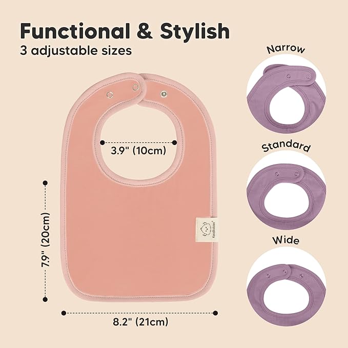 KeaBabies 8-Pack Organic Baby Bibs for Boys, Girls - Super Absorbent Cotton Drool Bibs for Baby Girl & Boy, Teething Toddler, Drooling Newborn, Ultra Soft & Machine Washable (Mauve)