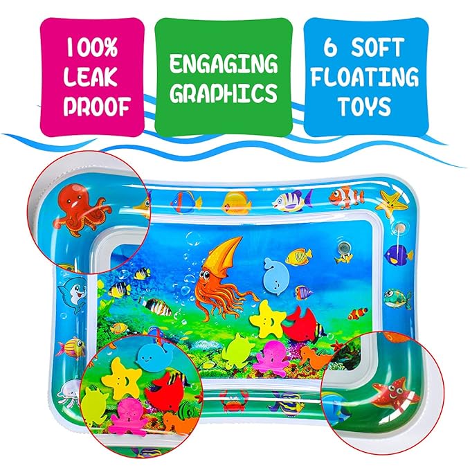 ZHUYNXIR Water Play mat, Water mat Baby, Inflatable Play Mat Water mat Baby Toys, Fun Early Development Activity Play Center for Newborn (27.5 x 20 in)