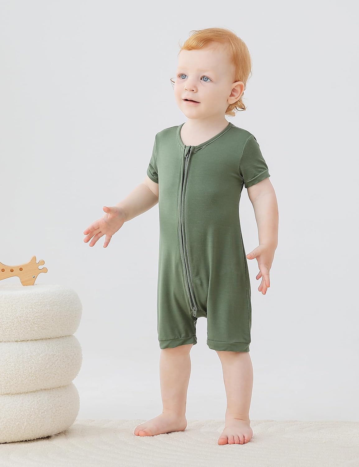 JunNeng Baby Boy Girl 2 Pack Rayon of Bamboo Summer Sleeper Infant Soft Short Sleeve Zipper Footless One-piece Romper