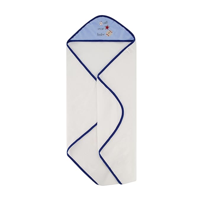 Cudlie Buttons & Stitches Baby Boy 3 Pack Rolled/Carded Hooded Towels in All Star Baby Print (GS71720),3 Count (Pack of 1)