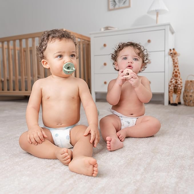 Comfy Cubs Baby Pacifiers, 5 Pack for 0+ Months, Soft Breast-Like Nipple Shape - CPSIA Compliant Silicone Pacifier for Newborns - Girl Pack Baby Essentials - Ideal Newborn Gift Set, Multicolor Neutral