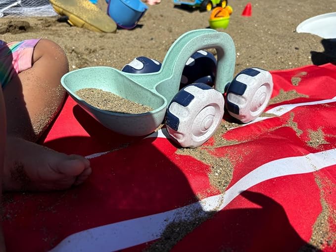 Asweets Beach Sand Toy Shovel Car, Organic Green Plastic Travel Beach Sand Toys for Kids Toddlers, Ideal Gift for Boys and Girls, 11.81''L x 6.10''W x 5.31''H