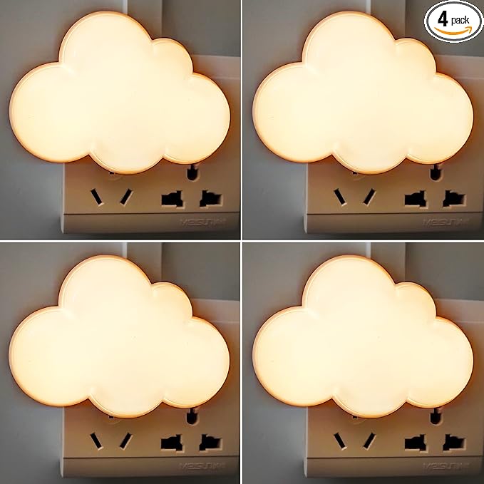 AUSAYE 4Pack Sensor LED Night Light Plug in Lamp Cloud Night Light Mini Pretty Night Lights for Adults Kids NightLight White