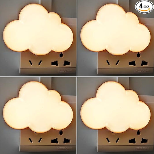 AUSAYE 4Pack Sensor LED Night Light Plug in Lamp Cloud Night Light Mini Pretty Night Lights for Adults Kids NightLight White