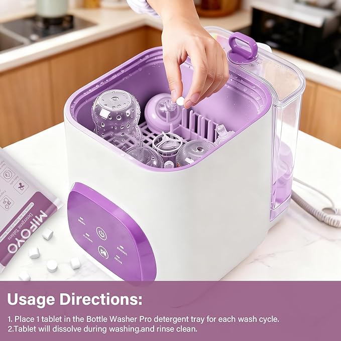 150PCS Baby Bottle Washer Detergent Tablets, Detergent Soap Tablets Compatible with All Types of Bottle Washers, Bottle Cleaning Tablets, Baby Bottle Washer Tablets, 30 Count per Bag