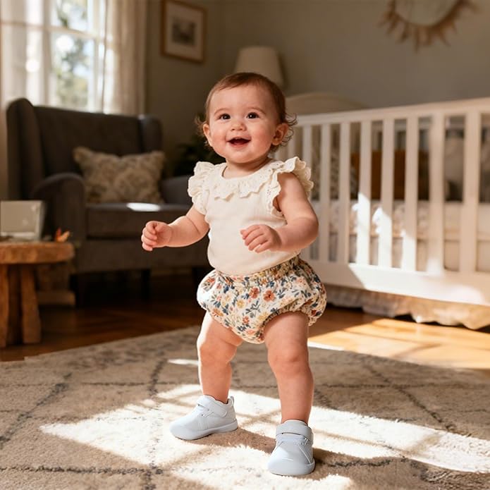 Wide Baby Shoes Boys Girls Zero Drop Barefoot Infant First Walkers Lightweight Soft Nonslip High Top Toddler Sneakers for 6-24 Months