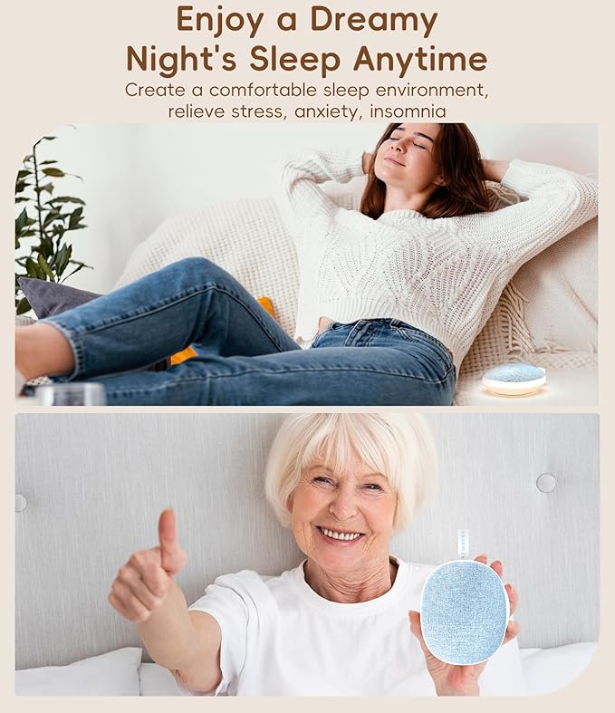 Portable White Noise Sound Machine: Baby Sleep Soother, Bluetooth Speaker, Rechargeable Battery, 4-Speed Timer, 6 Soothing Sounds Adult Therapy Aid for Trave (Purple, Portable)