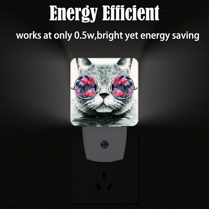 Cute Gray Cat Night Light,Plug Into Wall Decor for Stairway,Hallway,Kitchen,Dusk to Dawn Sensor Nightlights for Boys/Girls/Women/Men Room Gifts