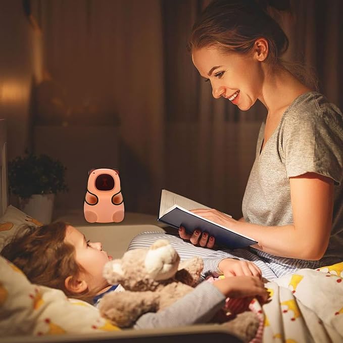 Capybara Night Light for Kids - Adjustable 3 Brightness Levels & 7 RGB Colors, Squishy Animal Decor & Portable Charging Touch Lamp