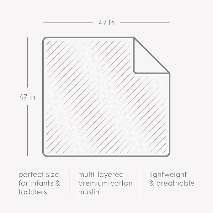 Little Unicorn Original Premium Cotton Quilt | Multi-Layered & Extra-Soft Muslin Fabric |for Babies & Toddlers (Powdery Party)