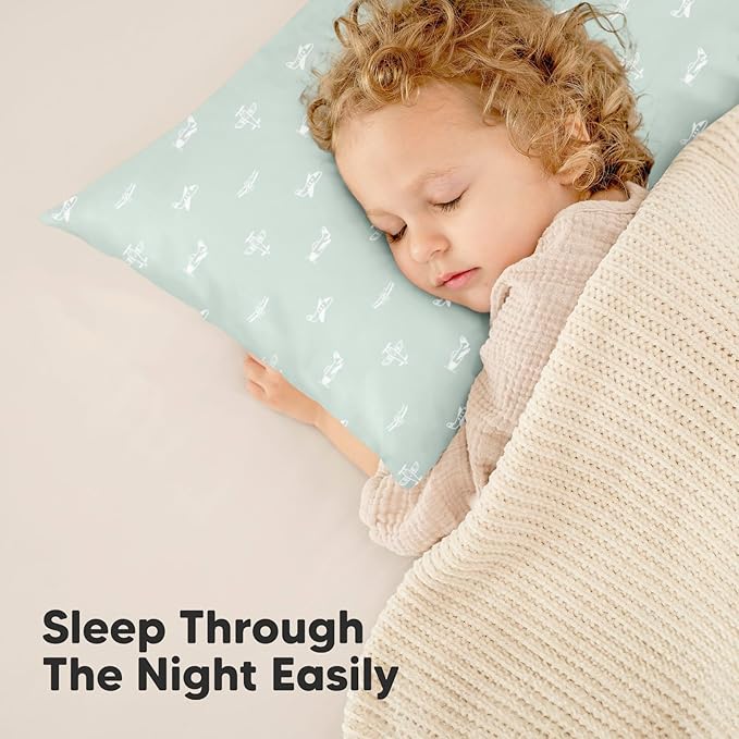 KeaBabies 2-Pack Toddler Pillow 13x18 - Soft Organic Cotton Kids Travel Bed Pillows for Sleeping, School, Nap, Machine Washable, Toddlers 2 to 5, Pillowcase Sold Separately (Planes)