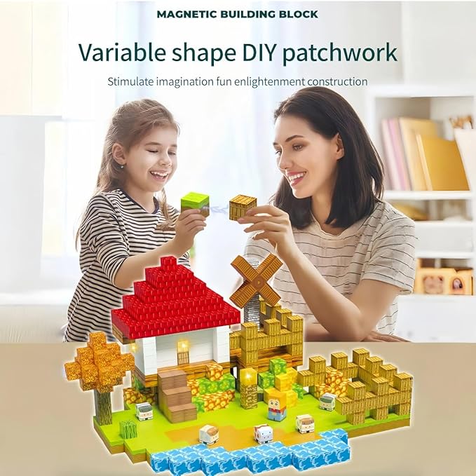 100 Pcs Magnetic Building Blocks, Enhance STEM Learning, Creative Play & Logical Thinking, Durable & Vibrant Color with Light Up Blocks, Ideal for Classroom & Screen-Free Entertainment (Farm)
