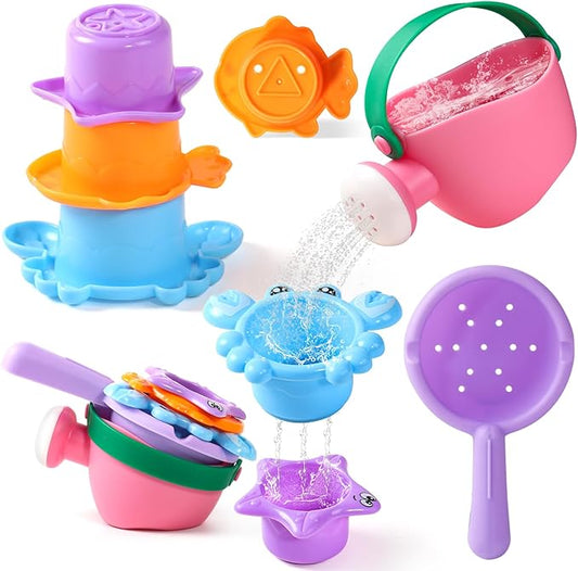 Baby Bath Toys for Kids Ages 1-3 5 PCS Toddler Bath Toys Mold Free for 2-4 Bathtub Sand Beach Pool Water Toddler Toys & Christmas Birthday Gifts (Color Random)