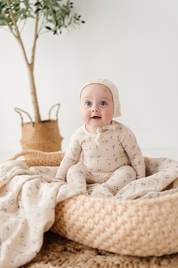 Ely's & Co. Muslin Swaddle Blanket 3-Pack for Baby Boy— 100% Cotton Muslin Extra-Large Swaddle Blankets (47”x 47”) Blue Bluebell