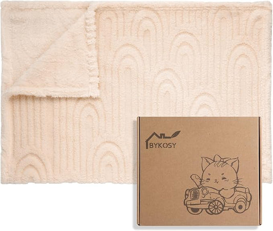 Ultra Soft Fleece Baby Blanket,Swaddle & Receiving Blankets for Newborn Infant, Lightweight Breathable Nursery Nap Blanket for Crib Stroller, for Boys & Girls Rainbow 30"x40" Beige