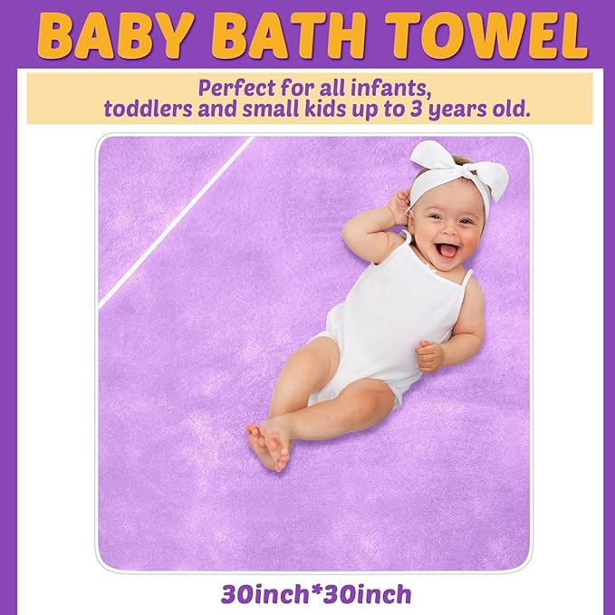 Chumia 6 Pack Baby Bath Towel Coral Fleece Soft Absorbent Newborn Hooded Towel for Kid 30 x 30 Inch Toddler Bath Blanket for Babies Infant Shower Gift(Rich Color)