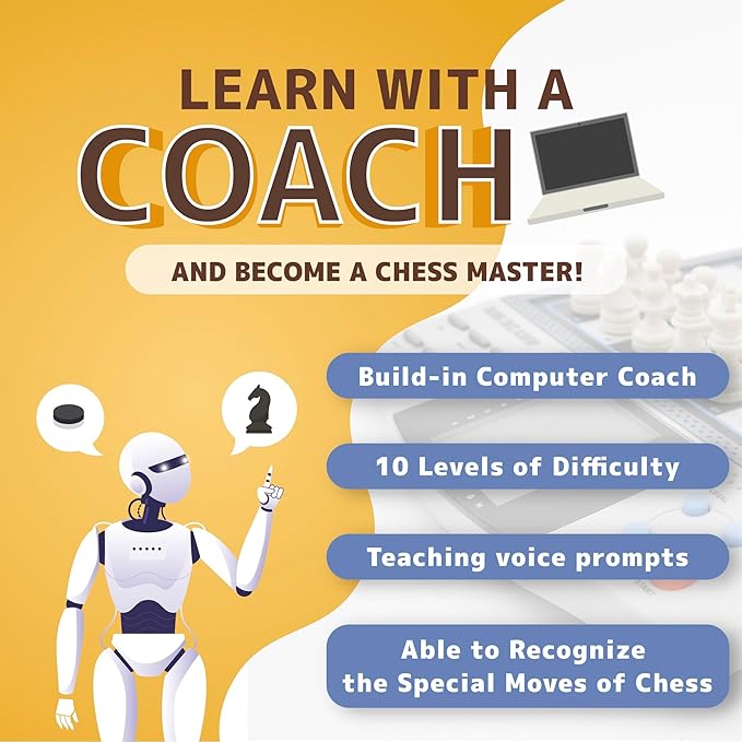 iCore Electronic Chess Set - Develop Thinking Chess Set for Kids, Memory Electronic Chess Board - Talking Coach 30 Skill Levels Beginners & Adults
