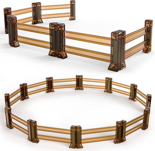 Oriate Farm Animals Fences Magnetic Tiles, 18pcs Magnet Fencing Compatible Garden Farming Zoo Dinosaur, Kids Magnetic Structural Construction Magnets Tile Building Blocks Toys Accessory