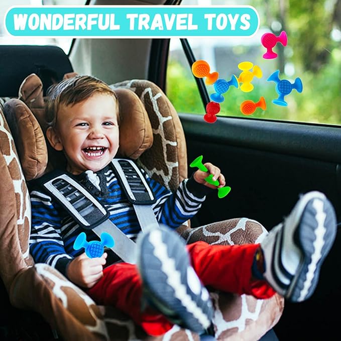 Suction Cup Toys Bath Toys - 12 Pcs Sensory Suction Bath Toy for Toddler Kids, No Hole Bath Suction Toy, Textured Fidget Toys for Travel