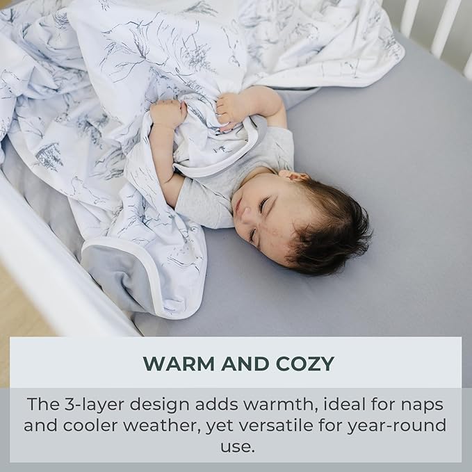 Pobibaby Premium 3-Layer Baby and Toddler Blanket – Ultra-Soft Cotton Blend, Breathable Baby Blankets for Boys & Girls, 50''x50'' Soft Blanket, Neutral Design (Explore Monochrome)