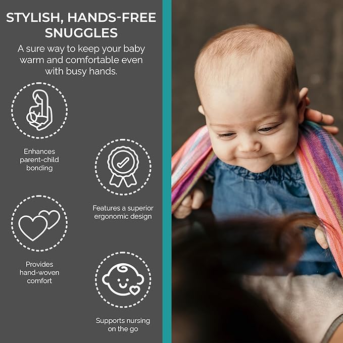 Woven Wrap Baby Carrier for Infants and Toddlers (Summer Rainbow)