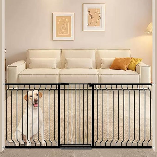 ALLAIBB Black 40.55" Extra Tall Wide 76.77-85.43" Baby Gate Pressure Mounted Walk Through Child Kids Safety Toddler Tension Pet Dog Gates with Extension for Doorways Kitchen